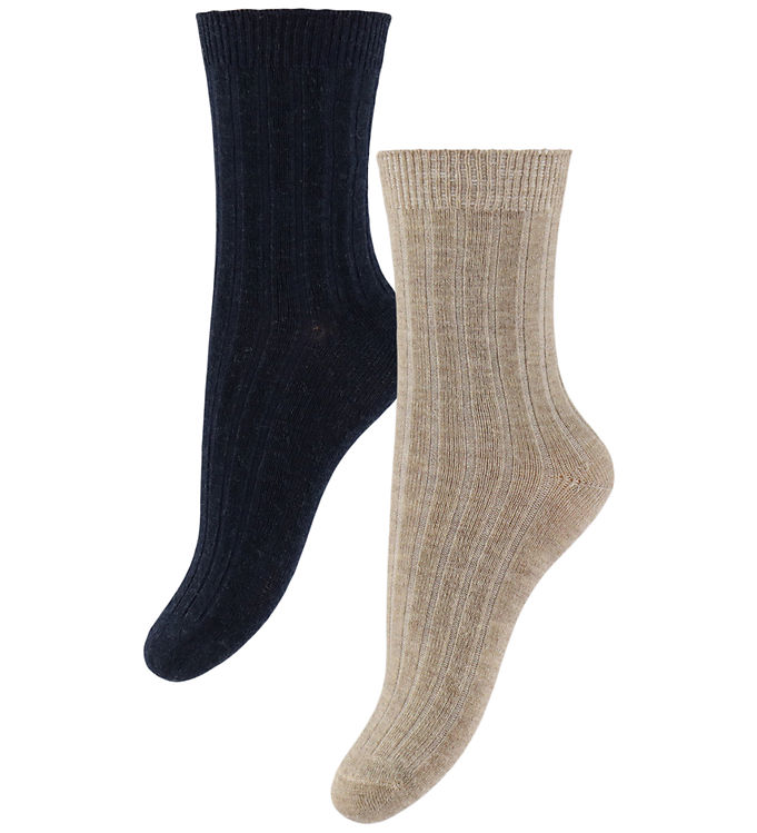 Huttelihut Strømper - Viskose/Uld - Rib - 2-pak - Dark Navy