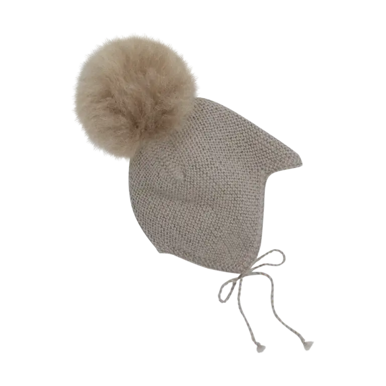 Huttelihut Uldstrikket Alpaca Hjelm m. Pompom - Atmosphere - 40