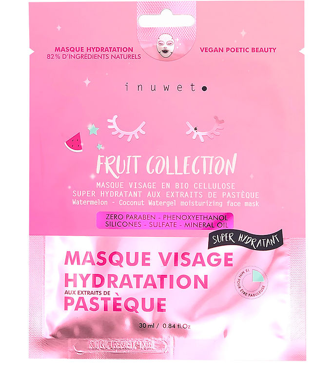 Inuwet Ansigtsmaske - Bio Cellulose - Fruit - Coconut/Watermelon
