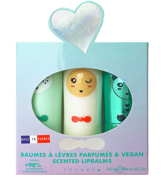 Inuwet Læbepomader - 3-pak - Seashell - Cotton Candy/Apple/Cupca