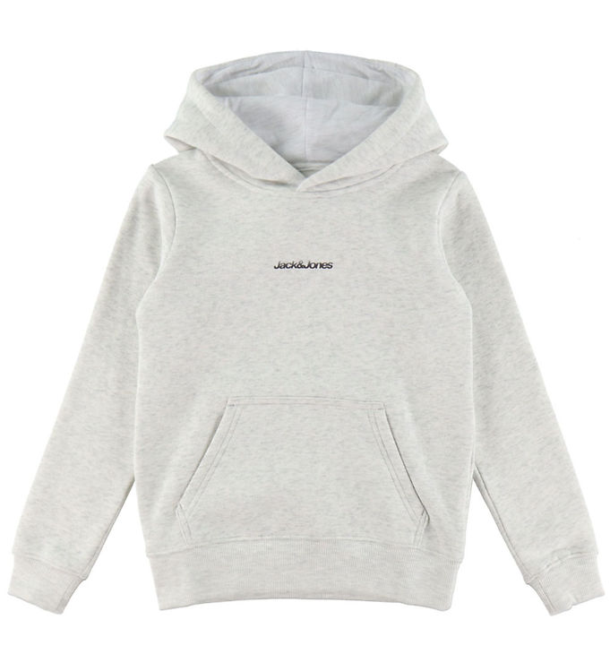 Jack & Jones Hættetrøje - JcoEcho - Light Grey Melange m. Print Jack & Jones Hættetrøje - JcoEcho - Light Grey Melange m. Print