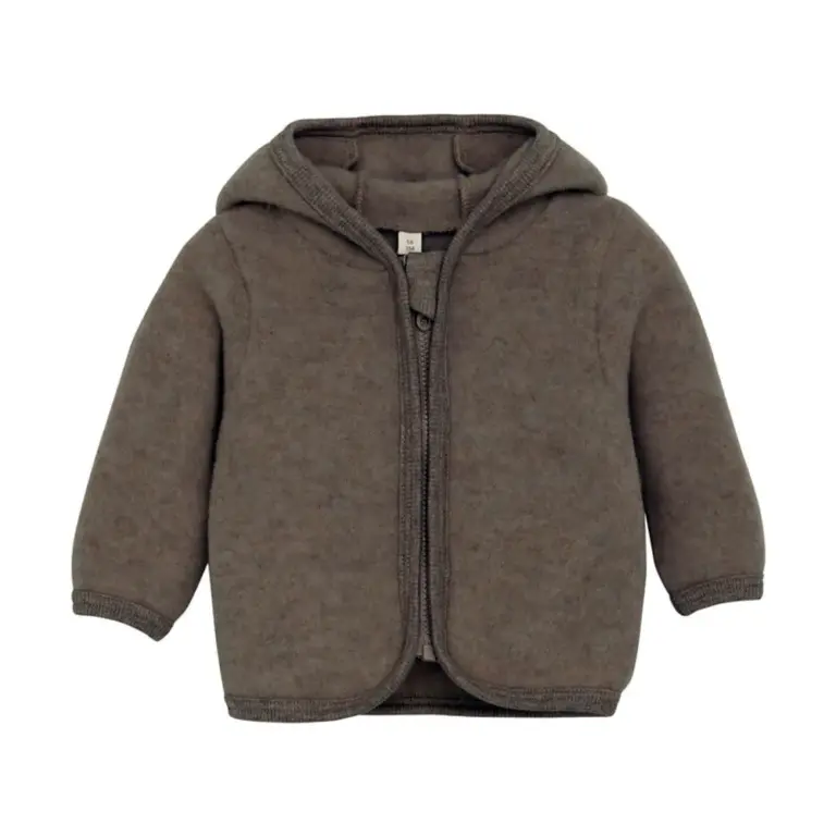 Jakke m. Ører Uld Fleece - Brown Melange - 56 Jakke m. Ører Uld Fleece - Brown Melange - 56