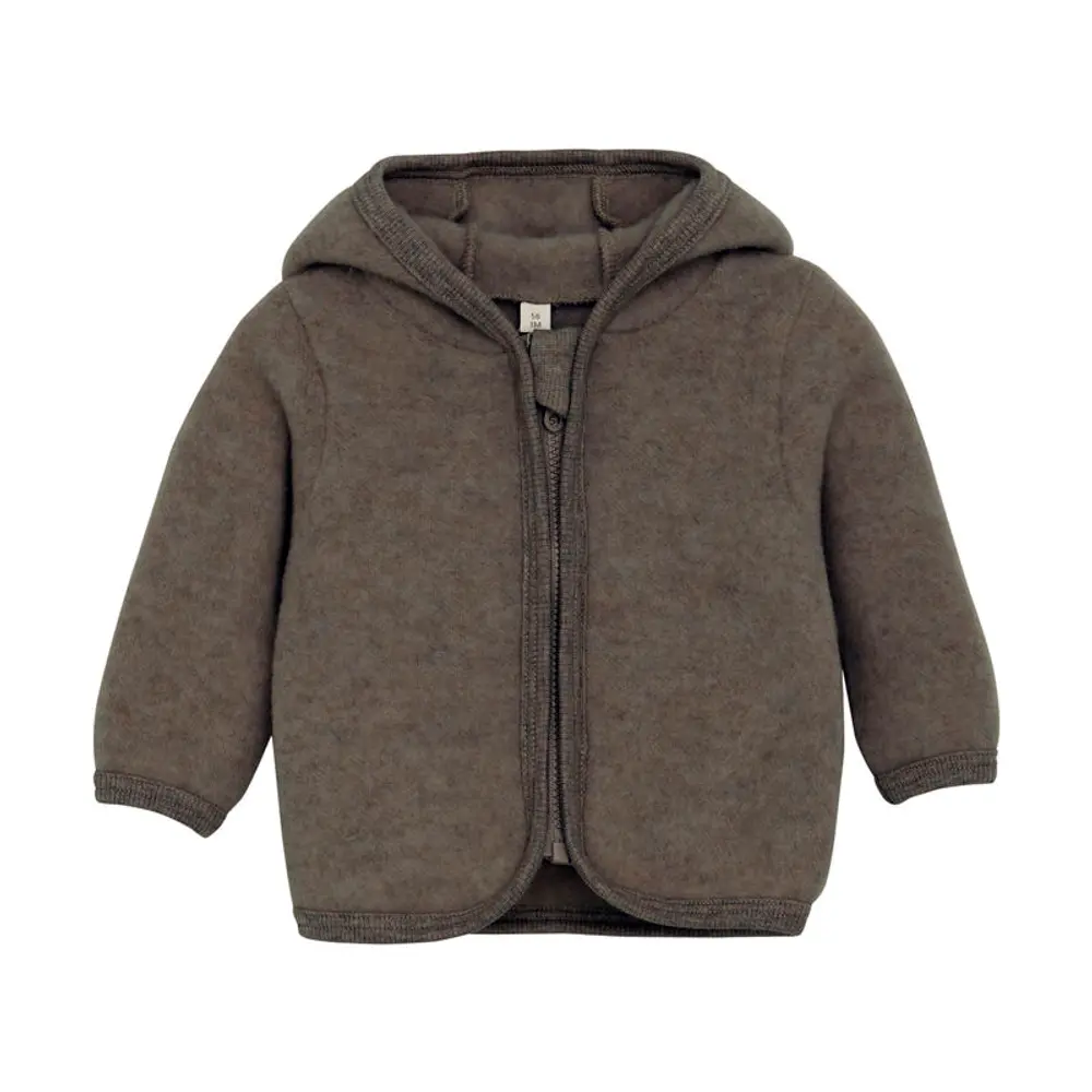 Jakke m. Ører Uld Fleece - Brown Melange - 56 Jakke m. Ører Uld Fleece - Brown Melange - 56
