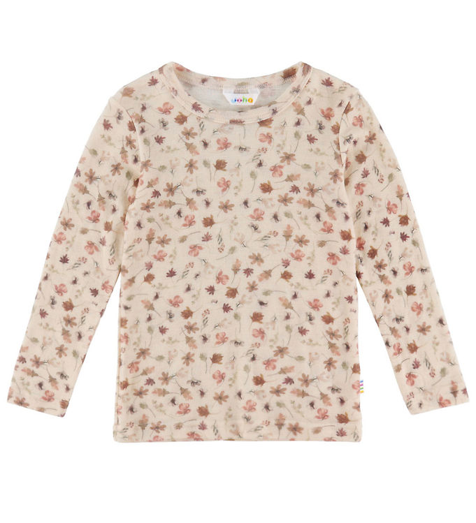 Joha Bluse - Uld - Lyserød m. Blomster Joha Bluse - Uld - Lyserød m. Blomster