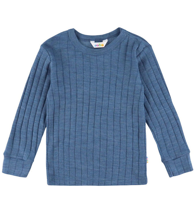 Joha Bluse - Uld/Silke - Rib - Blå Joha Bluse - Uld/Silke - Rib - Blå