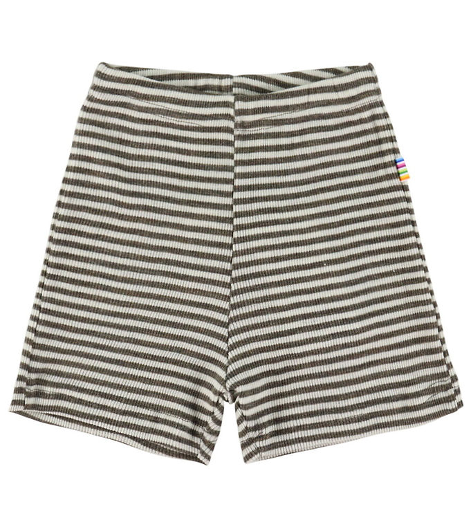 Joha Shorts - Uld/Silke - Rib - Mørkebrun/Stribet