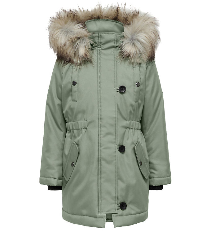 Kids Only Jakke - Noos - KogIris - Desert Sage/Fur Light Grey