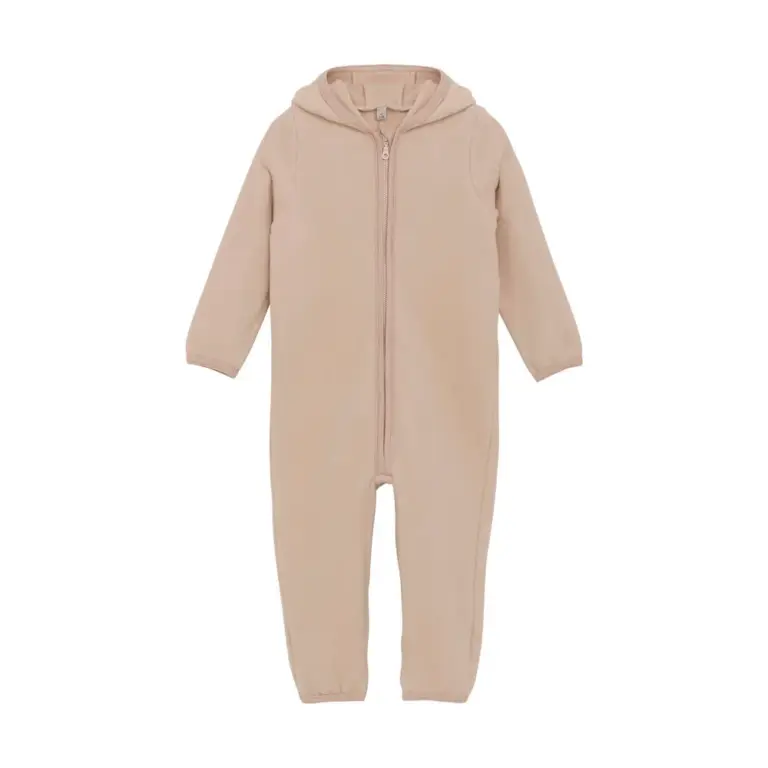 Køredragt m. ører Uld Fleece - Mahogany Rose - 80