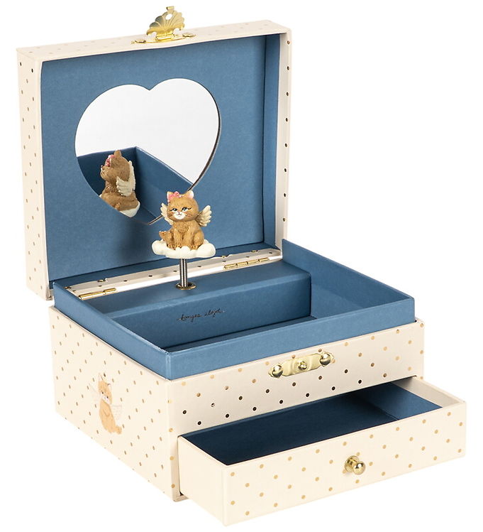 Konges Sløjd Smykkeskrin m. Musik - 14 cm - Creme m. Kat Konges Sløjd Smykkeskrin m. Musik - 14 cm - Creme m. Kat
