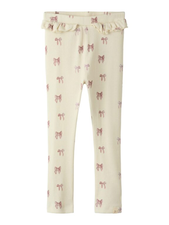 Lil Atelier Gavo - Efi Slim Leggings - Turtledove/Bow - 92 cm Lil Atelier Gavo - Efi Slim Leggings - Turtledove/Bow - 92 cm