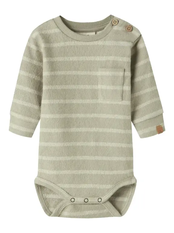 Lil' Atelier Oby Langærmet Body - Moss Gray - 68