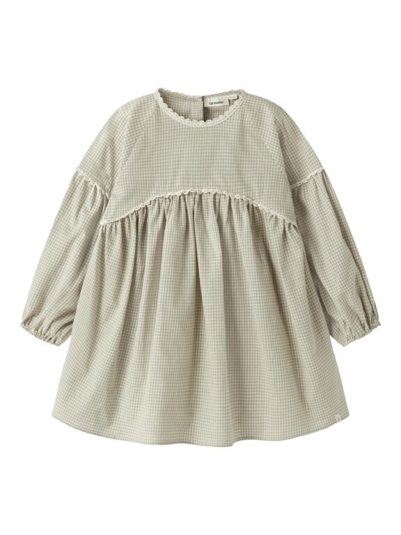 Lil Atelier Oleno - LS Loose Dress - Moss Gray - 92 cm