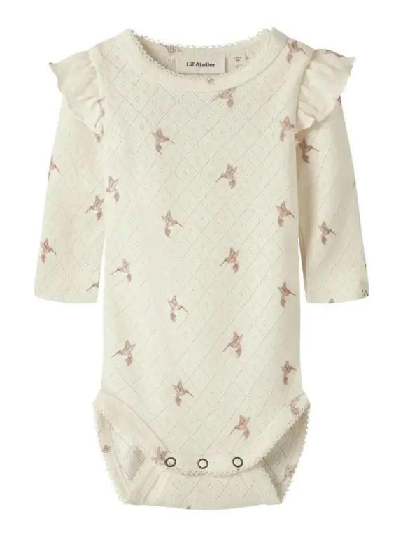 Lil' Atelier Rachello Tyl Langærmet Slim Body - Turtledove - 62