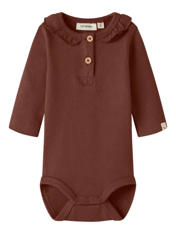 Lil' Atelier Thoro Hou Langærmet Slim Body - Mahogany - 56