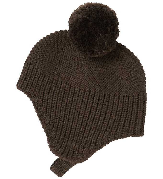 MarMar Babyhjelm - Uld/Bomuld - Aly Pompom - Dark Roast MarMar Babyhjelm - Uld/Bomuld - Aly Pompom - Dark Roast