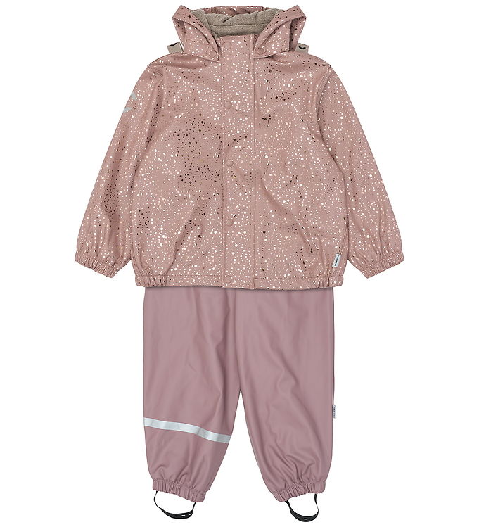 Mikk-Line Regntøj m/u Seler - Fleece - PU - Foil Dot AOP