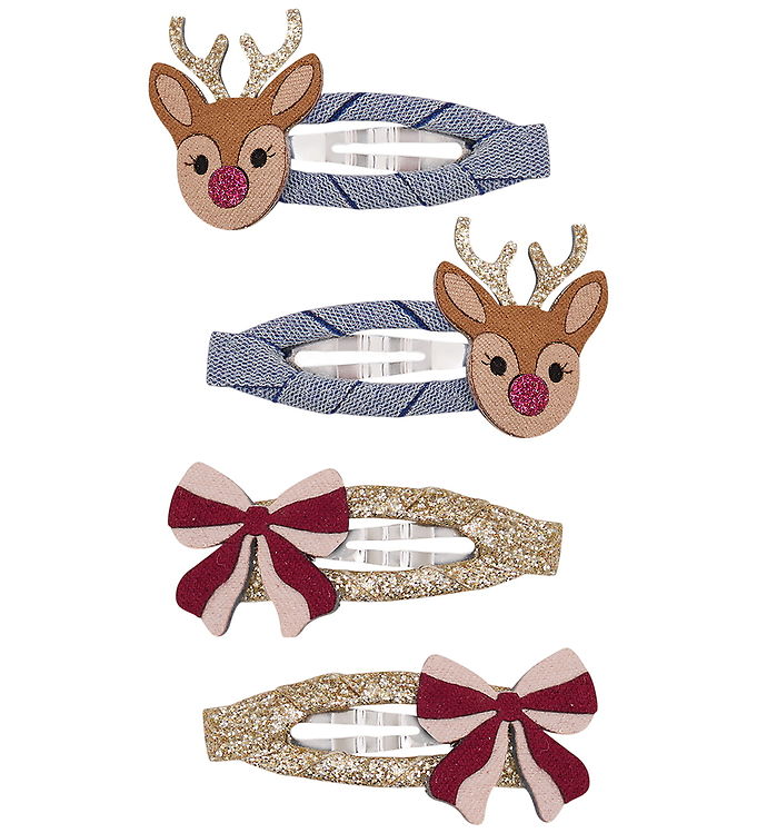 Mimi & Lula Hårspænder - 4-Pak - Rudolph and Bow Christmas Mimi & Lula Hårspænder - 4-Pak - Rudolph and Bow Christmas