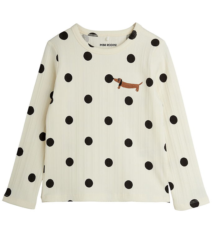 Mini Rodini Bluse - Dots aop dog - Off-white Mini Rodini Bluse - Dots aop dog - Off-white