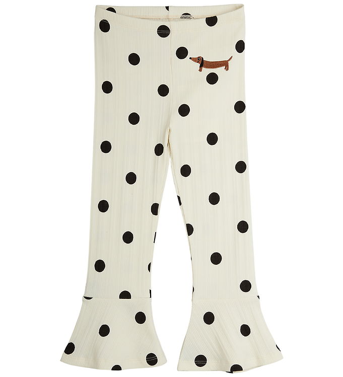 Mini Rodini Bukser - Dots aop dog flared - Off-white Mini Rodini Bukser - Dots aop dog flared - Off-white