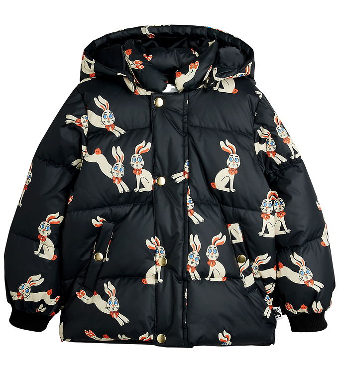 Mini Rodini Dynejakke - Rabbits - Sort Mini Rodini Dynejakke - Rabbits - Sort