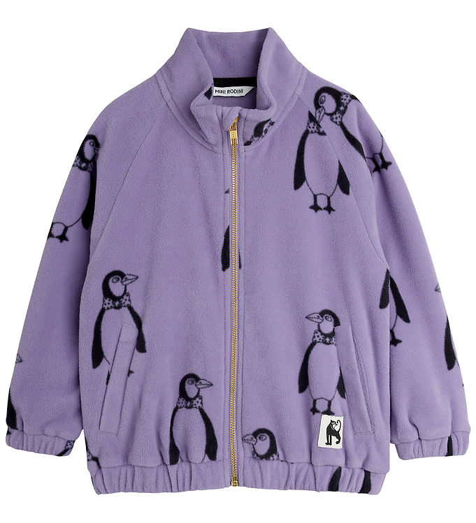 Mini Rodini Fleecejakke - Pingvin - Lilla Mini Rodini Fleecejakke - Pingvin - Lilla