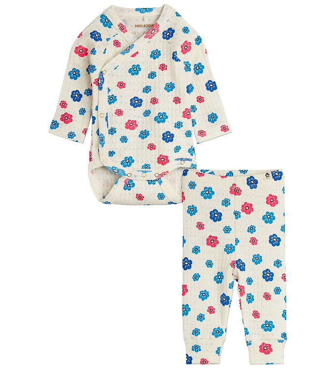 Mini Rodini Sæt - Rib - Flowers/Pointelle - Multi Mini Rodini Sæt - Rib - Flowers/Pointelle - Multi
