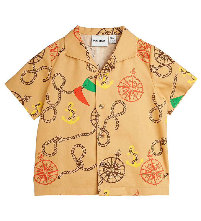Mini Rodini Skjorte - Nautical Aop - Beige Mini Rodini Skjorte - Nautical Aop - Beige