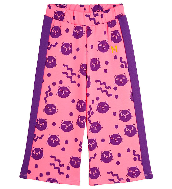 Mini Rodini Sweatpants - Squiggly Cats - Pink Mini Rodini Sweatpants - Squiggly Cats - Pink