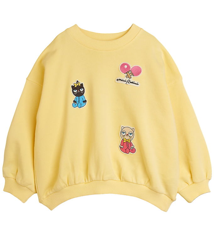 Mini Rodini Sweatshirt - Minibabies Patches - Gul Mini Rodini Sweatshirt - Minibabies Patches - Gul