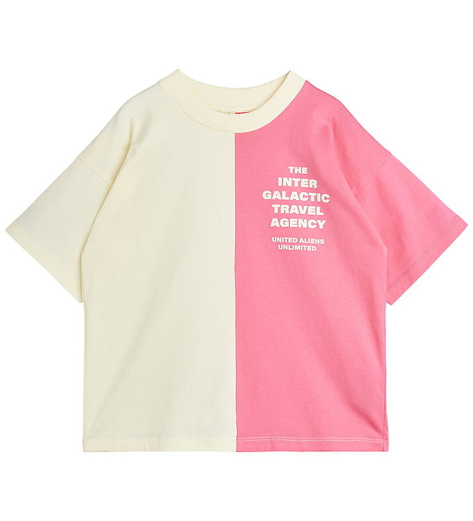 Mini Rodini T-shirt - Travel Agency - Rosa/Beige Mini Rodini T-shirt - Travel Agency - Rosa/Beige