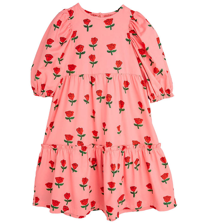 Mini rodini Kjole - Roses AOP Puff - Pink Mini rodini Kjole - Roses AOP Puff - Pink