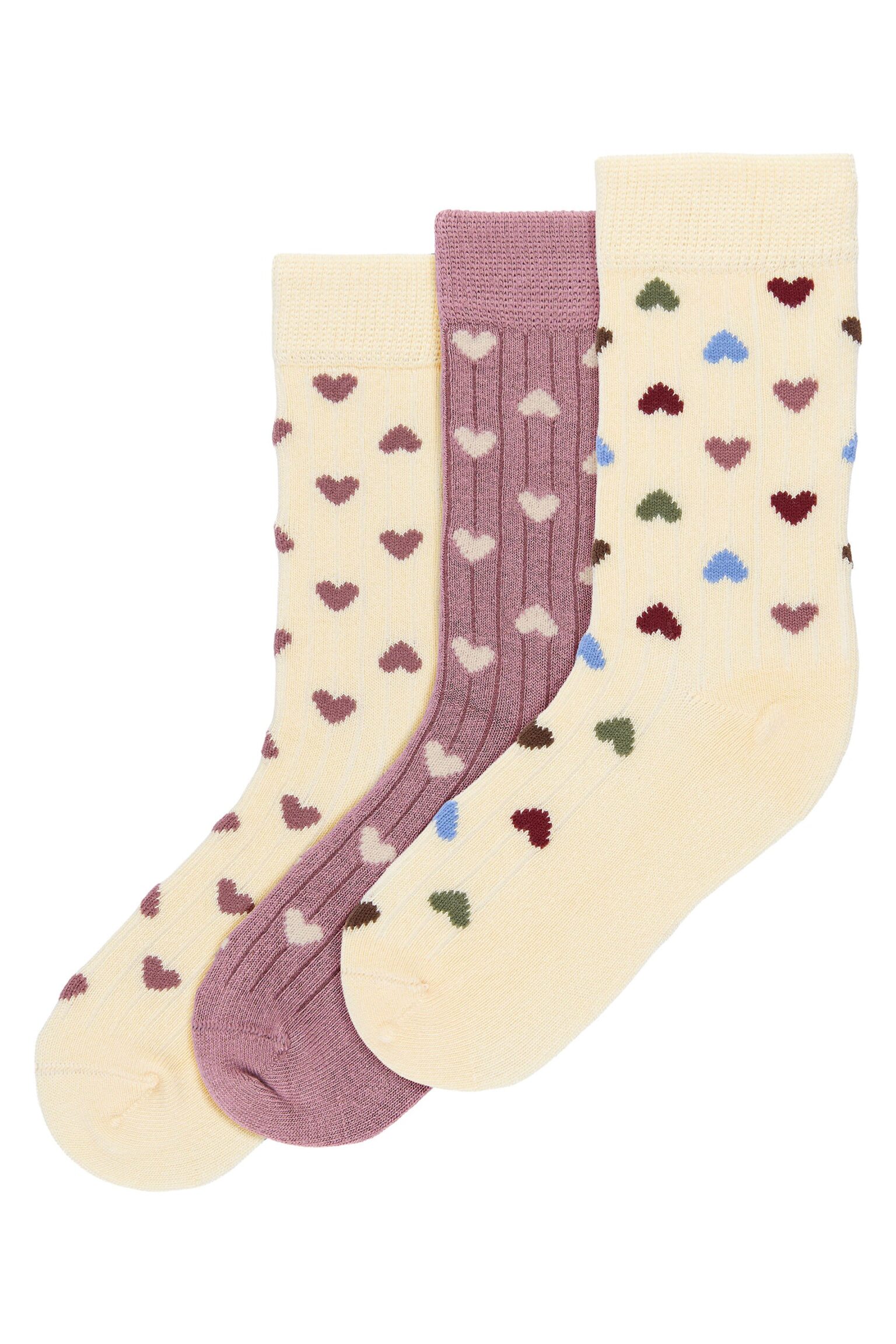 Minipop Season - Bamboo Socks 3 Pcs - Heart Mix - 19/22