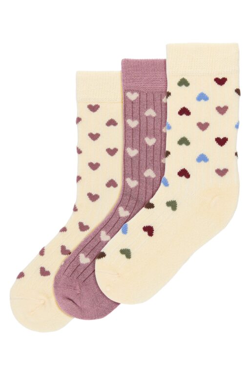 Minipop Season - Bamboo Socks 3 Pcs - Heart Mix - 19/22