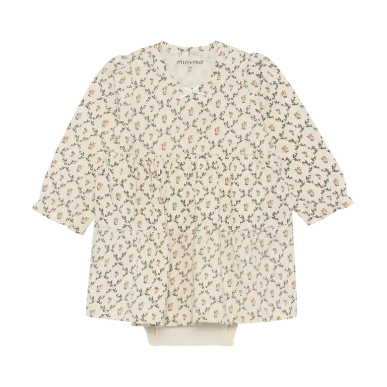 Minymo Langærmet Bodykjole - Seedpearl - 56