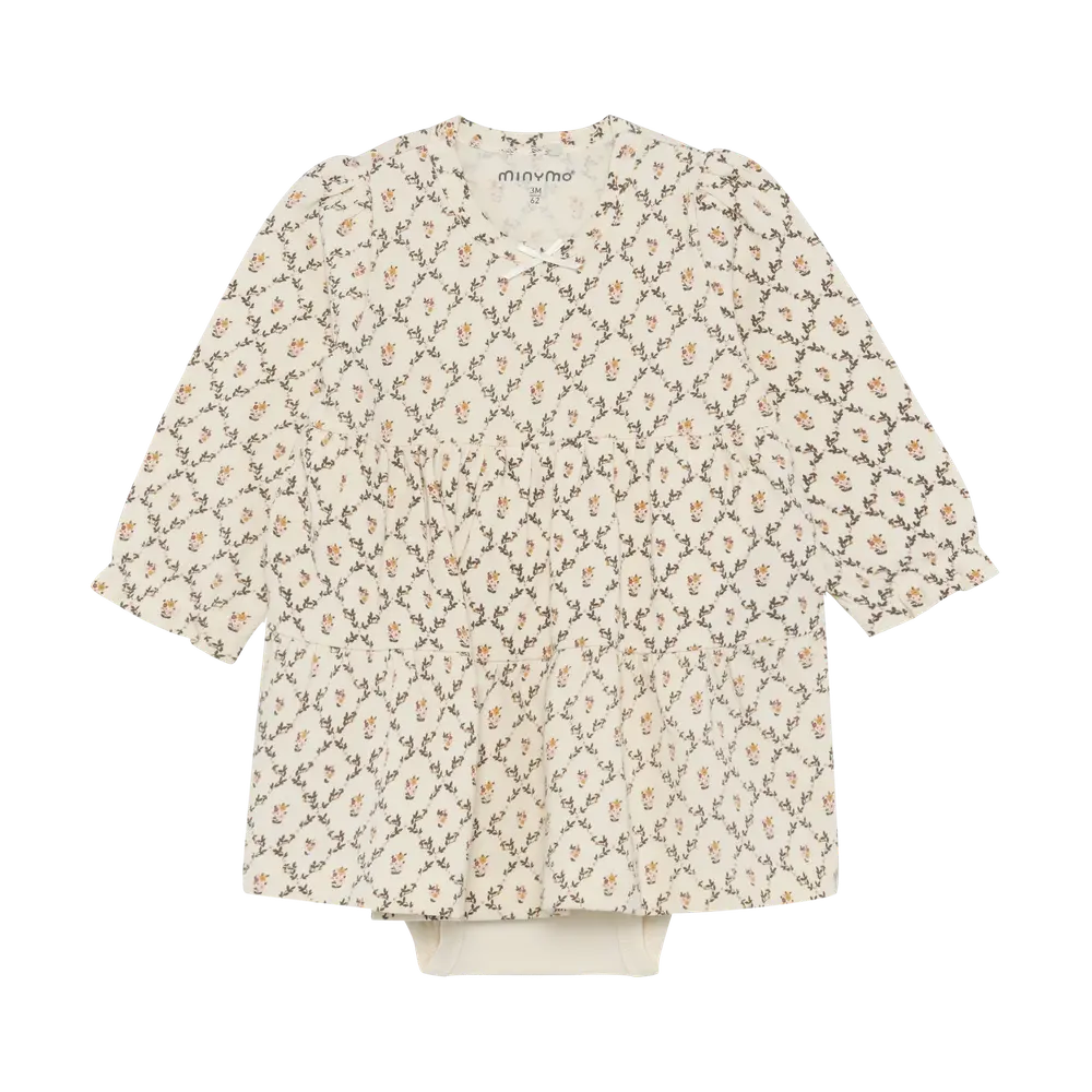 Minymo Langærmet Bodykjole - Seedpearl - 56 Minymo Langærmet Bodykjole - Seedpearl - 56