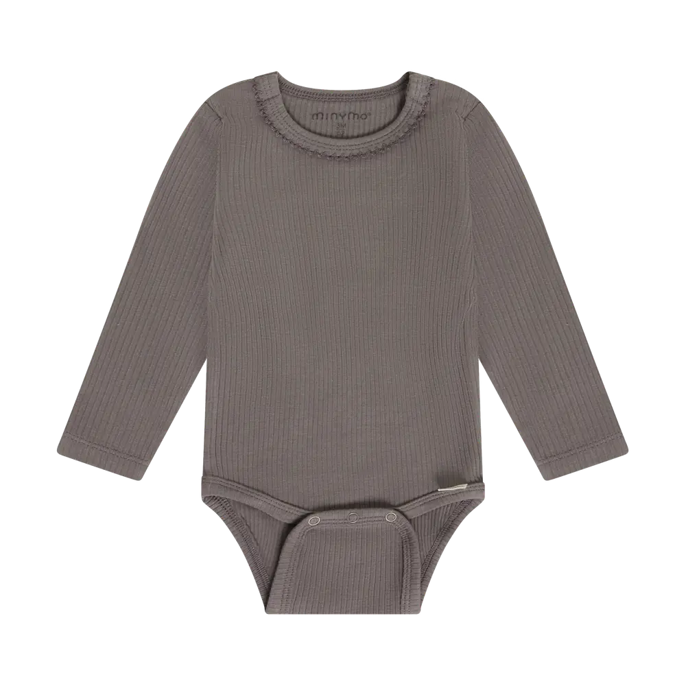 Minymo Langærmet Rib Body - Plum Truffle - 50 Minymo Langærmet Rib Body - Plum Truffle - 50