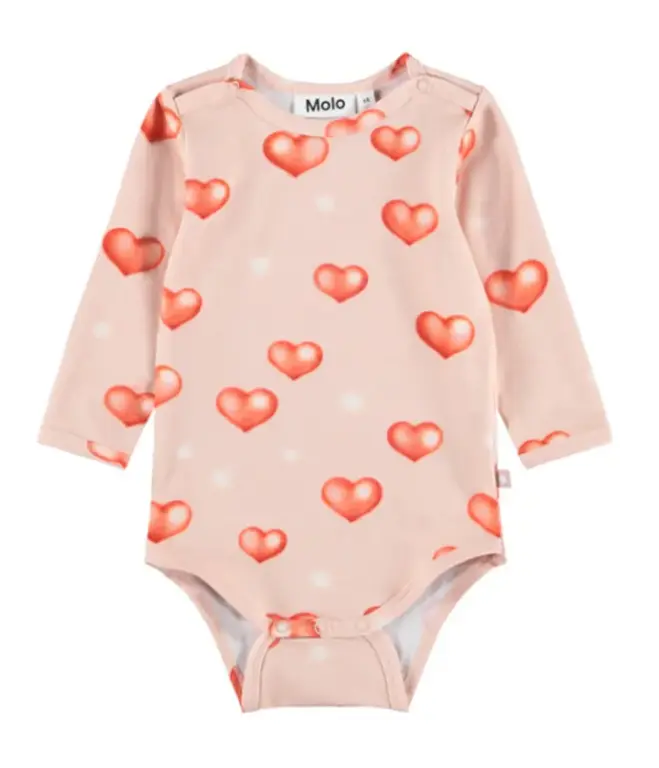 Molo Foss Langærmet Body - Airbrush Hearts - 92