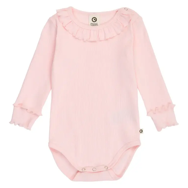 Müsli Cozy Me Langærmet Body Rib m. Flæser - Primrose - 56