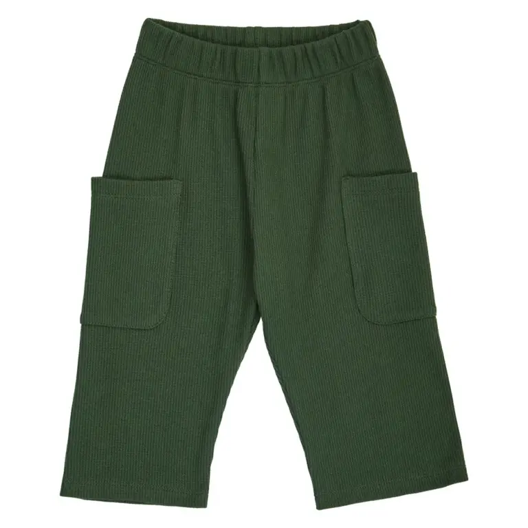 Müsli Waffle Bukser m. Lommer - Forest Green - 92