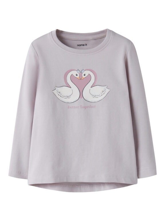NAME IT Bluse Vix Lilac Marble Swan Heart