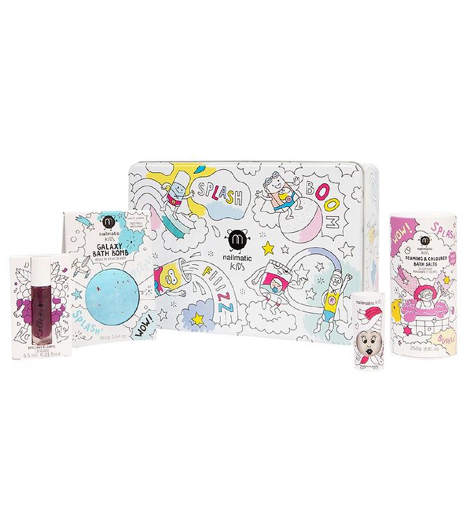 Nailmatic Badesæt - Box m. Badebombe, Neglelak, Lipgloss, Badesa