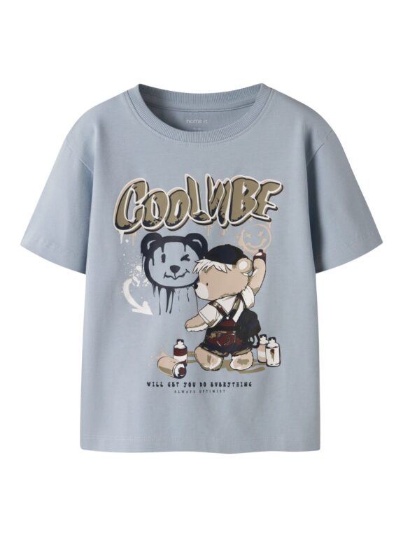 Name It Digro – T-shirt med Print - Blue Fog - 80 cm