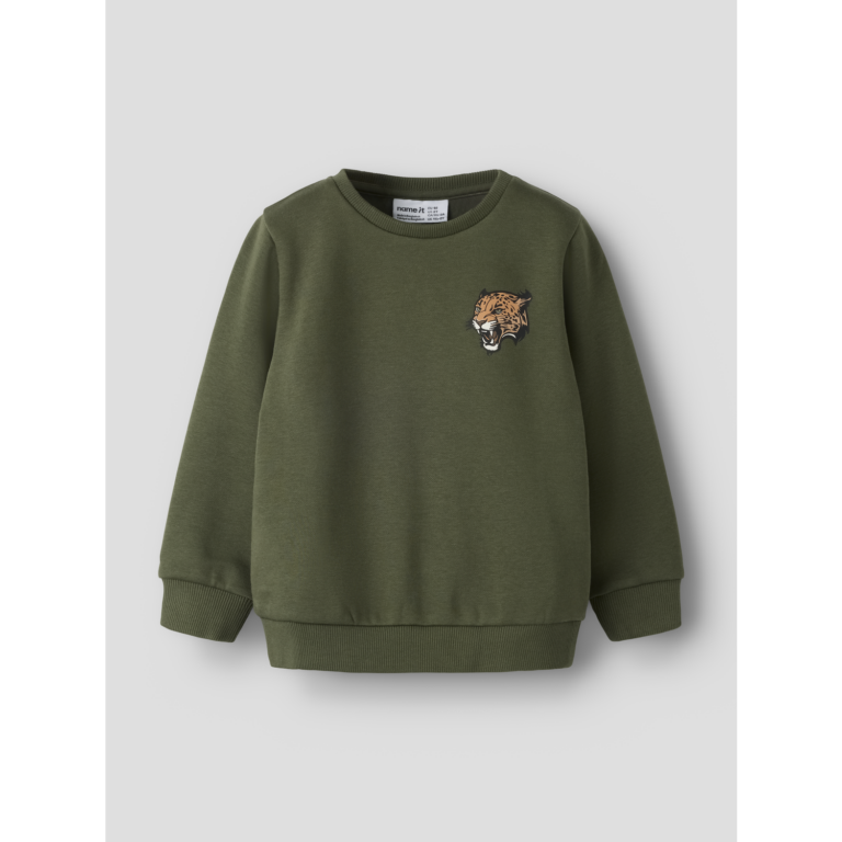Name It Ensfarvet Sweatshirt Til Mini Dreng Med Lille Bamsemotiv Foran - 98