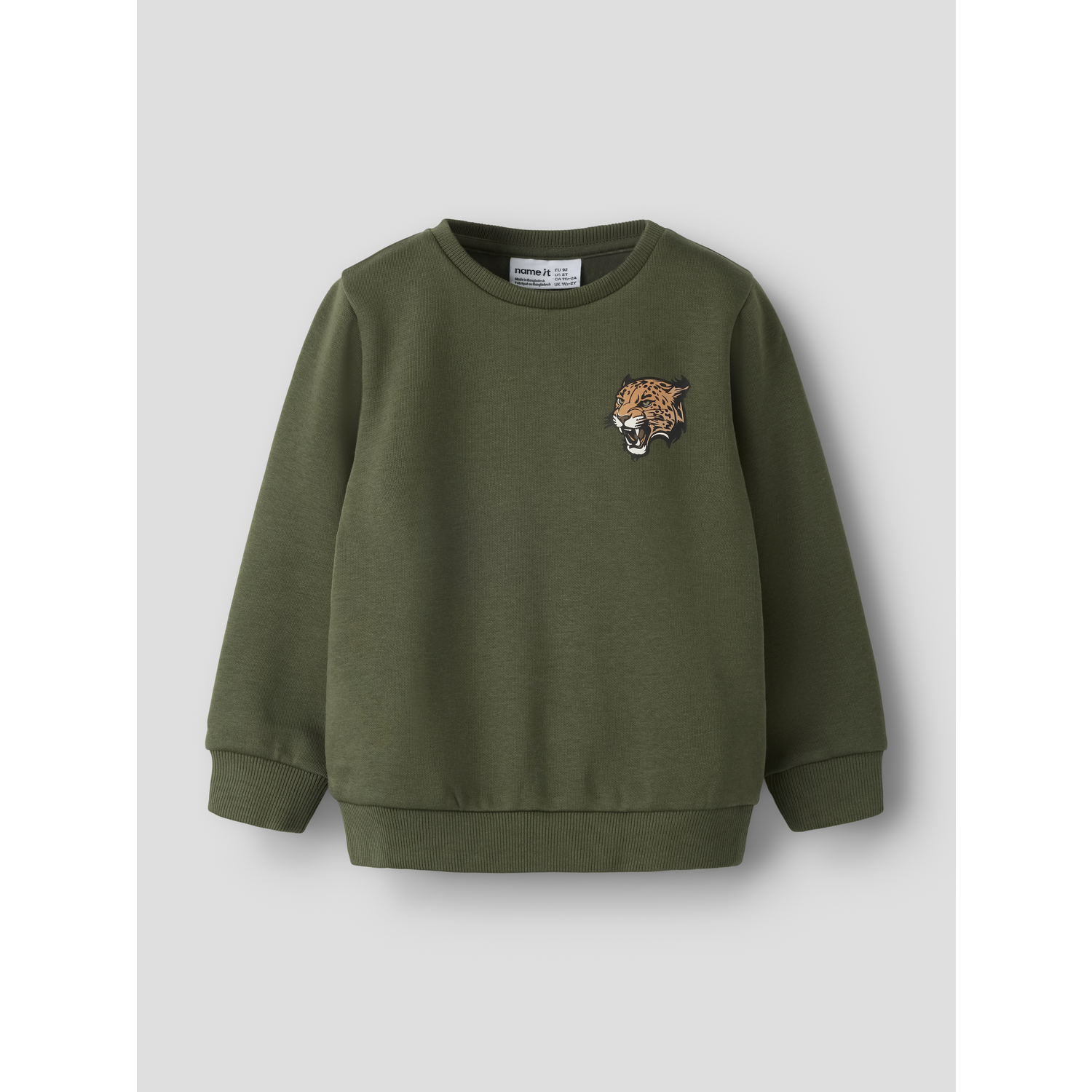 Name It Ensfarvet Sweatshirt Til Mini Dreng Med Lille Bamsemotiv Foran - 98