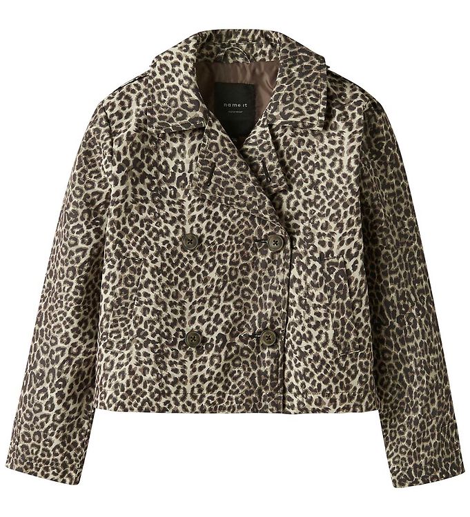 Name It Frakke - NkfMadelin - Kort - Birch m. Leopard