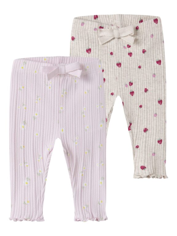 Name It - Jelly 2 pak Legging - Peyote Melange / Cradle Pink - 56 cm