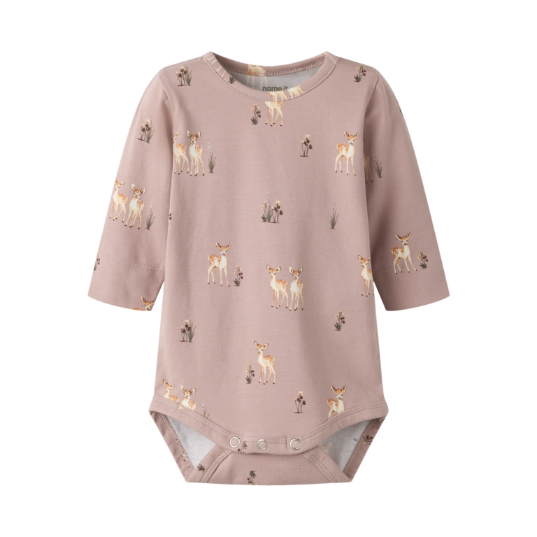 Name It Langærmet Body Til Baby Pige Med Rådyrprint - 80