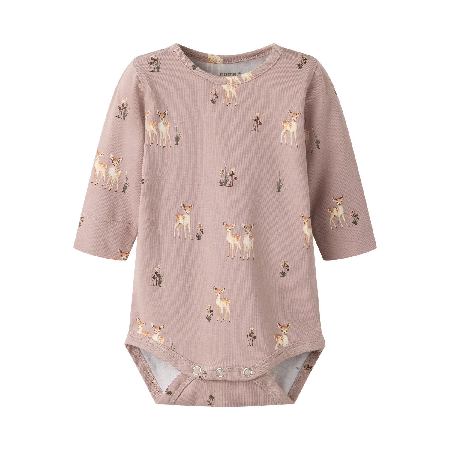 Name It Langærmet Body Til Baby Pige Med Rådyrprint - 80