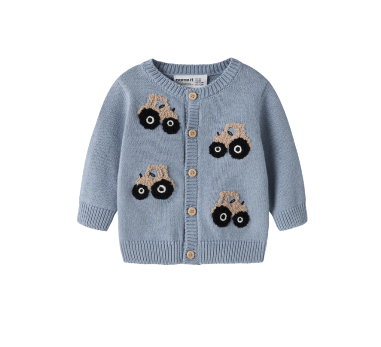 Name It London - LS Knit Cardigan - Ashley Blue/Tractor - 50 cm