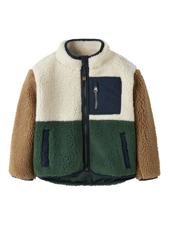 Name It Macey - Teddy Jacket Block NOOS - Jungle Green - 86 cm